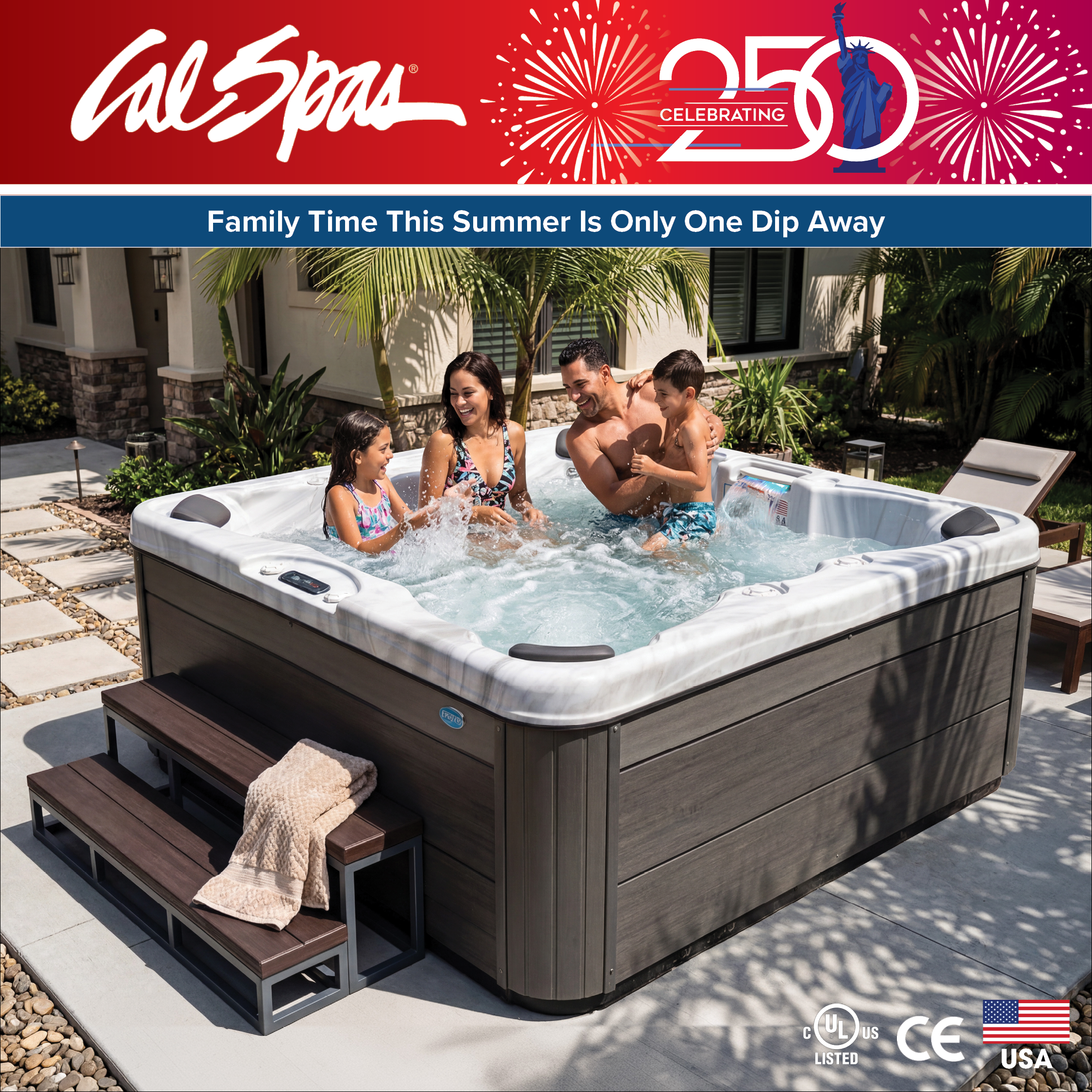 Calspas hot tub being used in a family setting - El Cajon
